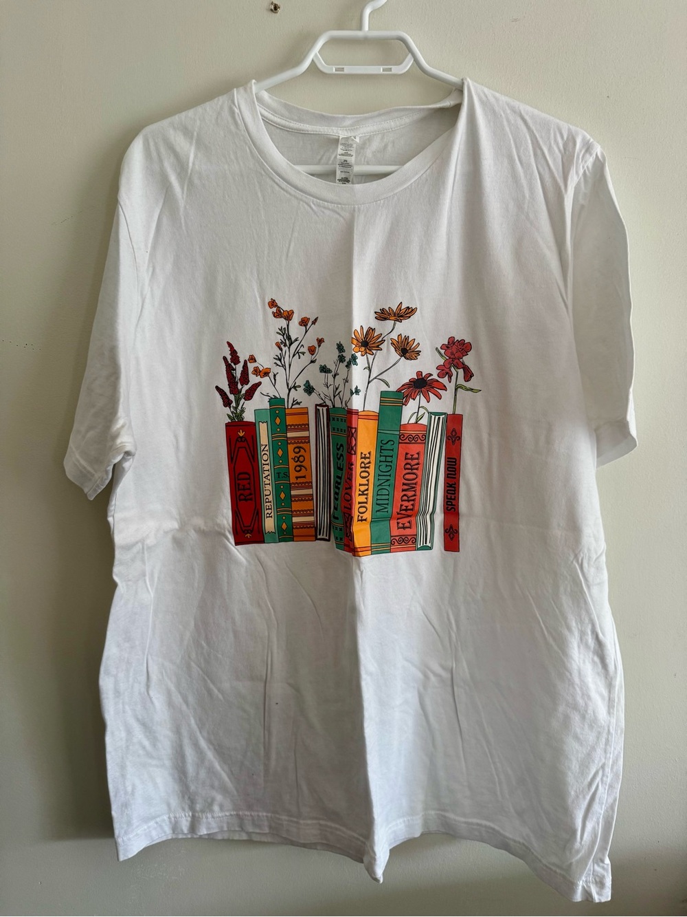 Taylor Swift inspired Graphic Tee with Colourful Book & Floral Print 2X